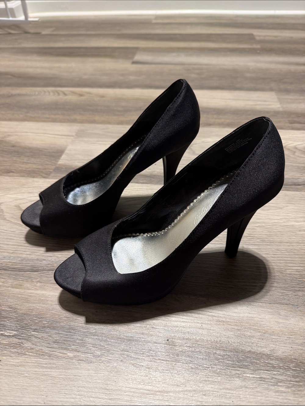 Classic Black Peep-Toe High Heels - Women's Dress Pumps